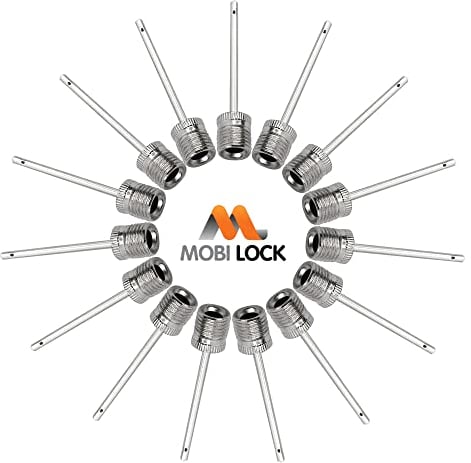 Mobi Lock 15 Stück Ballpumpen-Aufblasnadeln - Luftpumpennadeln aus Edelstahl - Ideal zum Aufpumpen von Fußbällen, Basketbällen, Volleybällen und Allen Anderen Sportbällen