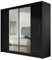 Mirjan24 Kleiderschrank London II mit Spiegel, Schiebetürenschrank, Schwebetürenschrank, Modernes Schlafzimmerschrank 180x215x58cm, Garderobe (Schwarz)
