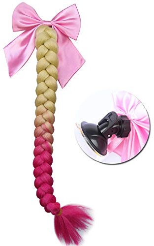 3T-SISTER Bowknot Helm geflochtener Pferdeschwanz Motorrad Fahrrad Helm Haar Zöpfe Haarteile für Erwachsene
