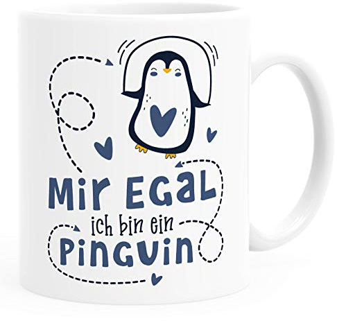 SpecialMe® Kaffee-Tasse Spruch Mir egal ich bin ein Pinguin lustige Spruch-Tasse Navy weiß - navy Keramik-Tasse