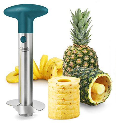 Newness Ananasschneider, Ananas-Entkerner Schneider, Ananasschäler Edelstahl Core Entferner Werkzeug für Home & Küche mit scharfe Klinge, Green