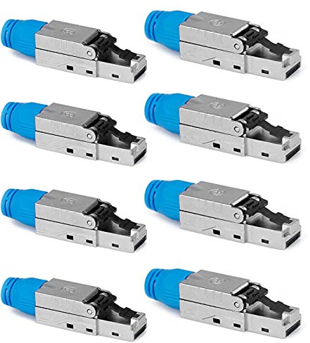 HASA zone 8 x Conector RJ45 Cat 8 sin Crimpadora, Estable Alta Velocidad 40 GBit/s 2000 MHz - Enchufe pared Ethernet Cat 8 de Carcasa Metálica Blindada