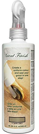 Grout Finish Kit - Color and Seal Grout - Prevent stains and create easy to clean grout - Includes 8oz bottle of Grout Finish, Wheel applicator, Brush applicator, and scrub pad (Dark Grey)