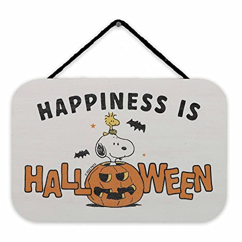 Peanuts Snoopy Happiness Is Halloween Hängende Holz-Wanddekoration – lustiges Snoopy-Halloween-Schild für Heimdekoration