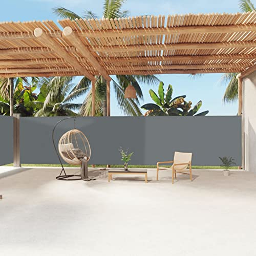 Chusui Seitenmarkise Ausziehbar, Windschutz Terrasse, Balkon Windschutz, Balkon Sichtschutz, Sichtschutz Zaun, Sichtschutzzaun, Markise Balkon, Sichtschutzwand, Anthrazit 180x1200 cm