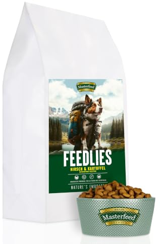 Masterfeed Feedlies, Getreidefrei, Hundefutter für ausgewachsene Hunde, Adult Trockenfutter (Hirsch, 12 kg)