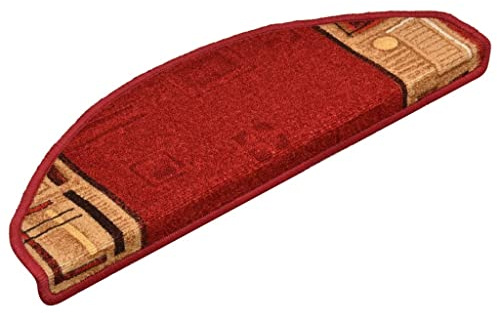 vidaXL Stufenmatten 5 STK., Treppenmatten mit Klebebändern, Treppenteppich Selbstklebend, Treppenstufenmatte Treppenschutz, 65x21x4cm Rot