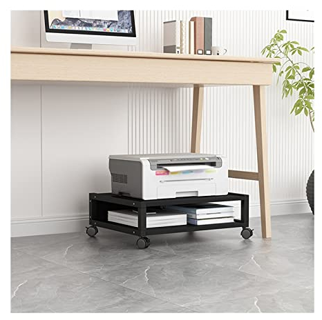 FUYAO Druckerregal Ständer Rollen Unter Schreibtisch Druckerständer Büro Beweglicher Druckertisch mit 4 Rollen & Verriegelungsmechanismus Kleines und Kurzes Druckerregal für Mini 3D Drucker, Schwarz