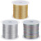 BENECREAT 300 m Metallschnur 3 Farben Metallfaden, 0.2 mm Polyester-Schmuckfaden Silberfarbene Bastelschnur Anhängerschnur Zum Basteln, Schmuckherstellung, Geschenkverpackung