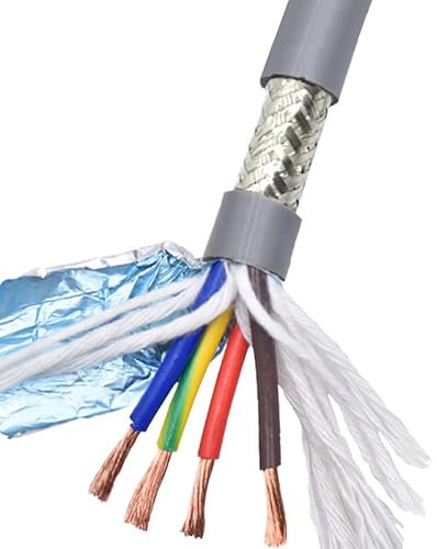 1Meter Shielded Cable Heat-Resistant Electric Wire 24/22/20/18/17AWG 2/3/4/5/6/7/8 Core Gray PVC Insulated Towline/CNC Cable (Color : 20AWG 0.5mm, Size : 5 Cores 1Meter)