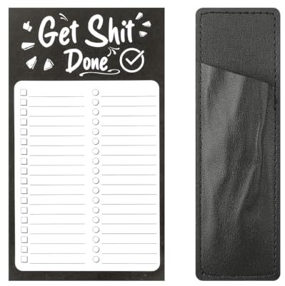 Tabanzhe Refrigerator Magnetic Grocery List Memo Pad with Pen Holder Tear-Off Magnetic Notepad Back Shopping List Great for Lockers, Filing Cabinets, To-do Lists, Appointment Reminders, Meal Planning