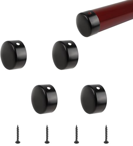 UFURMATE Handrail End Cap, 4PCS 45mm/1.77 201 Stainless Steel Round Handrail End Caps Staircase Steps Hand Rail End Cover Handrail Fittings (Black)