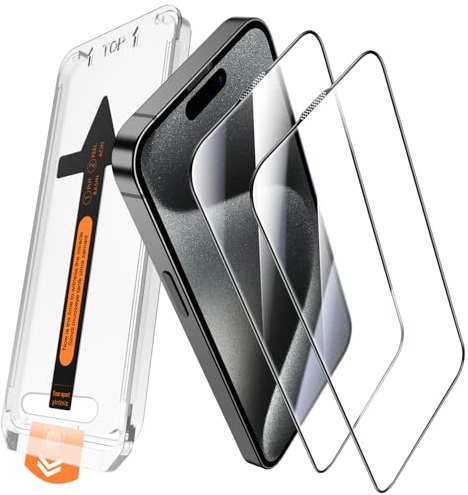 JEHOO für iPhone 15 Pro Schutzfolie, Automatische Staubentfernung, Full Schutz, Kein Staub Keine Blasen Panzer Schutz Glas Displayschutzfolie für iPhone 15 Pro Folie 6,1 Zoll, 2 Stück