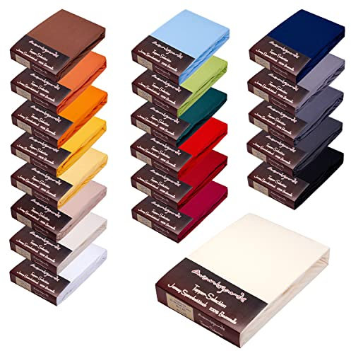 AVANTGARDE Premium Topper - Spannbetttuch - 180x200-200x220 cm - extra niedriger Steg - für Boxspringbett - Topperauflage - Spannbettlaken Jersey Baumwolle, sehr Gute ca.170g/m², ÖKO-TEX (02 Natur)