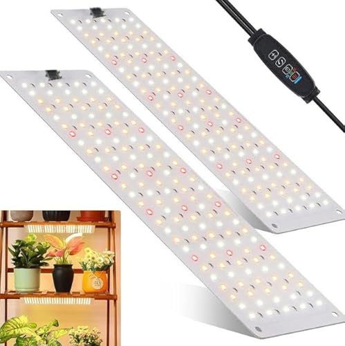 Grow Lights for Indoor Plants,LED Growing Light Strip,2 Pcs Seedling Grows Light, 270 LEDs Full Spectrum Growing Lights,10 Level of Brightness Plant Lighting with 3/9/12H Timer（2pcs）