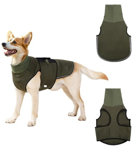 WRQIOO Hundemantel mit Beruhigender, 2 in 1 Beruhigungsweste für Hunde, Anti Stress Weste Hund, Calming Shirt Hund mit Ohrenschutz und Reflektorstreifen,Angst Beruhigungsjacke,Thundershirt Hu-nd(M)