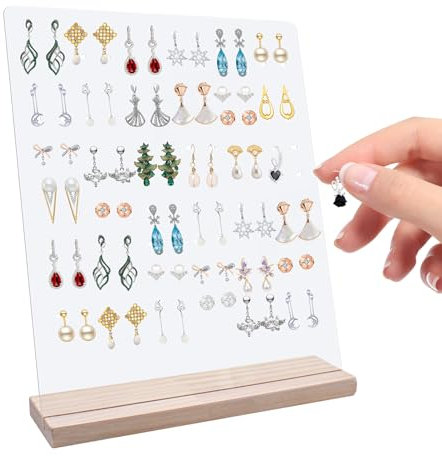 PWGHWG 2 Pièces Porte Boucle D'oreille 120 Trous Support Boucle D'oreille avec Socle en Bois Porte Boucle D Oreille Convient pour Ranger Boucles D'oreilles Boucles D'oreilles Broches