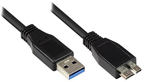 Anschlusskabel USB 3.0 Stecker A an Stecker Micro B, schwarz, 3m, Good Connections®