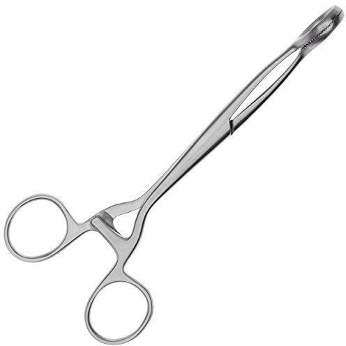 May - Zungenzange für Piercing - runder Kopf - gerieft - rostfreier Edelstahl