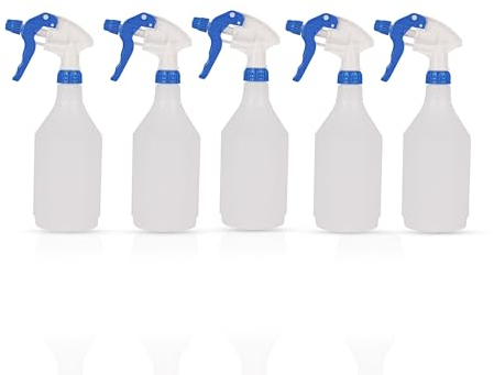 DCS Pack of 5 Plastic Water Spray Bottles for Cleaning 750ml – Hand Trigger Empty Spray Bottles for Gardening and Home Cleaning – Heavy duty Industrial Refillable Mist Spray Bottles (Blue)