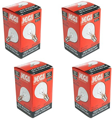 Jegs 40w Heat Resistant Oven Lamp Light Bulb - E14 Type (4 Pack)
