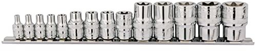 Draper 34415 1/4, 3/8, 1/2-Inch Square Drive Draper TX-Star Socket 14 Piece Set , Blue