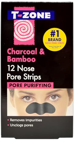 T-Zone Charcoal & Bamboo Nose Pore Strips (12 Pack) - Specially Formulated to Unclog Pores & Remove Impurities