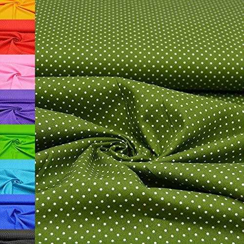 MAGAM-Stoffe Amelie Pünktchen Baumwollstoff Oeko-Tex Meterware 50cm (07. Dunkelgrün)