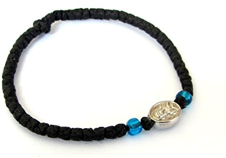 IconsGr Handmade Christian Orthodox Komboskoini, Prayer Rope Bracelet Black VM1