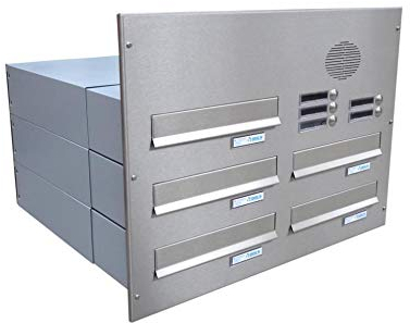 5er Edelstahl Durchwurf-Briefkasten - T: 39-62 cm