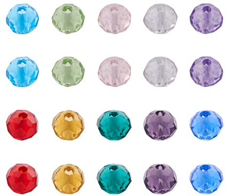 PandaHall Cuentas espaciadoras Briolette redondas de cristal facetado, 10 colores para hacer joyas y manualidades, 1000 piezas de 4 mm