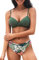 CUPSHE Damen Bikini Set Push Up Crossover Bikini Bademode Blumenmuster Zweiteiliger Badeanzug Swimsuit Salbeigrün M