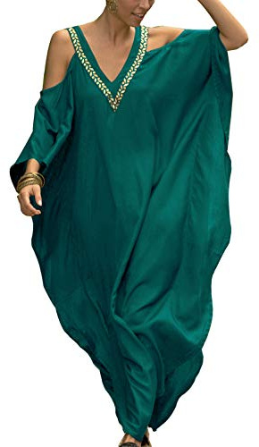 YOUKD Femmes Robe Longue Maxi Kaftan D'été Bohème Maillot De Bain Plage Cover Up Robes