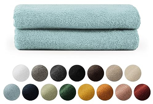 Blumtal Premium Frottier Handtücher Set 2 teilig 100% Baumwolle - Oeko-TEX zertifiziertes Towel 2X (50x100 cm) - Ultra saugstarkes Frottier Handtücher Set waschbar °60 - Handtuch Hellblau