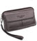 Leather Clutch Bag Wrist Purse for Men Women Travel Outdoor Business Organizer Wristlet Strap Pouch Coin Money Wallet Handbag Multi-Purpose Cell Phone Holder Daypack Coffee