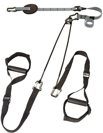 eaglefit - Premium Sling-Trainer „Flex“ Komplettsystem für Zuhause mit Umlenkrolle, Türanker, Wand- oder Deckenhalterung & Zubehör Schlingentraining Suspension Training für Ganzkörper Fitness (grau)