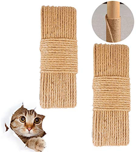 Corde en sisal Naturel pour Chat 6mm 66Ft Corde de Chanvre de Remplacement pour Arbre à Chat pour réparer la récupération ou Le grattoir de Bricolage Corde de Chanvre Tour d'arbre à Chat