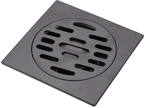 EBTOOLS Bodenablauf Bodenablauf mit Abnehmbarer Siebabdeckung Edelstahl Eckig Abtropffläche Schnellablauf Ablaufrinne für Dusche Bad Küche WC Garage Schwarz(Normaler Bodenablauf)