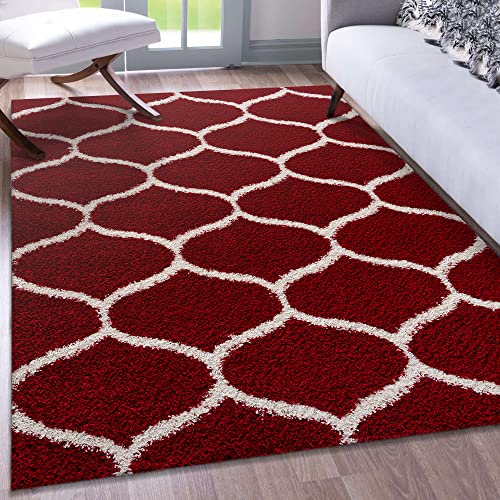 Impression Teppich Weicher Flächenteppich, Luxus Muster Teppich, Hochwertiger Schlafzimmerteppich, Wohnzimmerteppich, Küche - Rot, Größe:160x230 cm