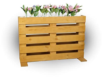 MACETERO/BIOMBO DE PALETS, MACETERO/BIOMBO Separador Decorativo, Mueble DE PALETS Separador DE Ambiente 120x80x19 Interior/Exterior (Roble)