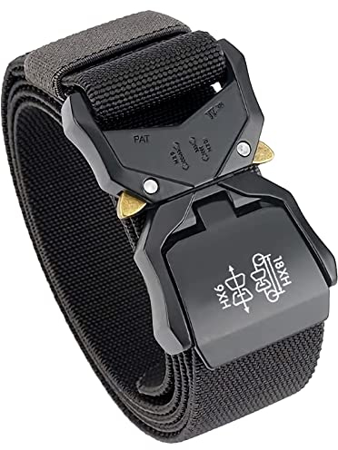TENINE Unisex-Gürtel aus Segeltuch, Elastischer Stoffgürtel Stretch-Gürtel Militär-Gurtband Nylongürtel für Frauen und Männer Taktischer Gürtel Schnellverschluss Metallschnalle (Dunkelgrau)