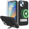 Niunisi Magnetic Case for iPhone 14 Plus Case 6.7-Inch (2022), Slim Kickstand with Screen Protector Compatible with Magsafe Shockproof Translucent Matte Cases Phone Case Cover, Black