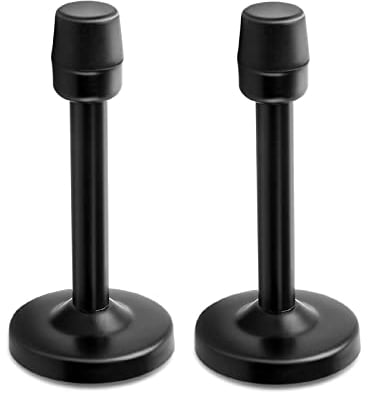 TOKPLNU Door Stopper, 4 Inch Wall Mounted Door Stop, Heavy Duty Stainless Steel Black Door Stops Wall Protector with Rubber Tip Bumper, Long Door Stoppers for Skirtings, Patio, Outdoor