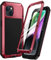 Focusor für iPhone 14 Hülle Outdoor,Handyhülle für iPhone 14 360 Grad Stoßfest Metall Heavy Duty Komplett Panzerhülle,Schutzhülle für iPhone 14 Staubdicht Robust Armor Case mit Displayschutz,Rot