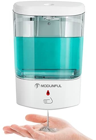 modunful Dispenser automatico di sapone per le mani/disinfettante a parete per bagno, dispenser di sapone liquido touchless, installazione senza chiodi, adatto per bagni, cucine, ambienti commerciali