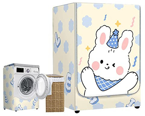 Highdi Funda de Lavadora Cubierta Impermeable, Secadoras de Carga Frontal Protector Exterior Cubierta a Prueba de Polvo (Capacidad L 10,5~12 kg,Conejo Blanco)
