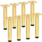 TCHOSUZ 5 inch / 12cm Adjustable Metal Furniture Legs, Pack of 8 Round Gold Iron Heavy Duty Sofa Legs, DIY Replacement Feet for Couch Table Cabinet Bed Ottoman Dresser