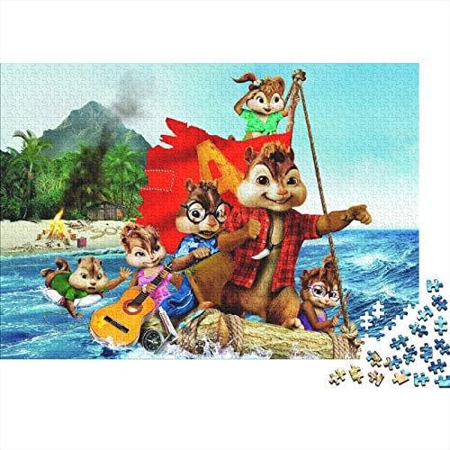 Alvin und die Chipmunks Puzzle 1000 Teile,Cartoon Puzzles Für Erwachsene,Impossible Puzzle,Geschicklichkeitsspiel Für Die Ganze Familie,Legespiel Home Dekoration Puzzles 1000pcs (75x50cm)