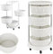 BAKAJI Carro de Cocina frutero con cestas abatibles, Carro portaobjetos Ahorra Espacio con 4 Ruedas giratorias, Estructura de Acero y cestas de plástico, Ideal para Cocina, baño, (4 estantes)