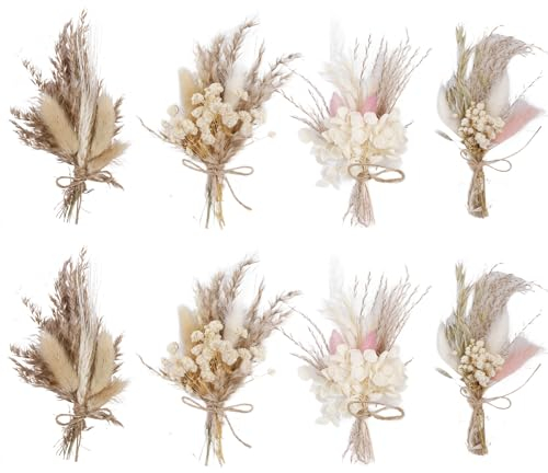 SUNOYA Bouquet Fiori Secchi Mini - 8 Decorativi per Casa, Studio, Cucina, Ufficio, Soggiorno, Camera